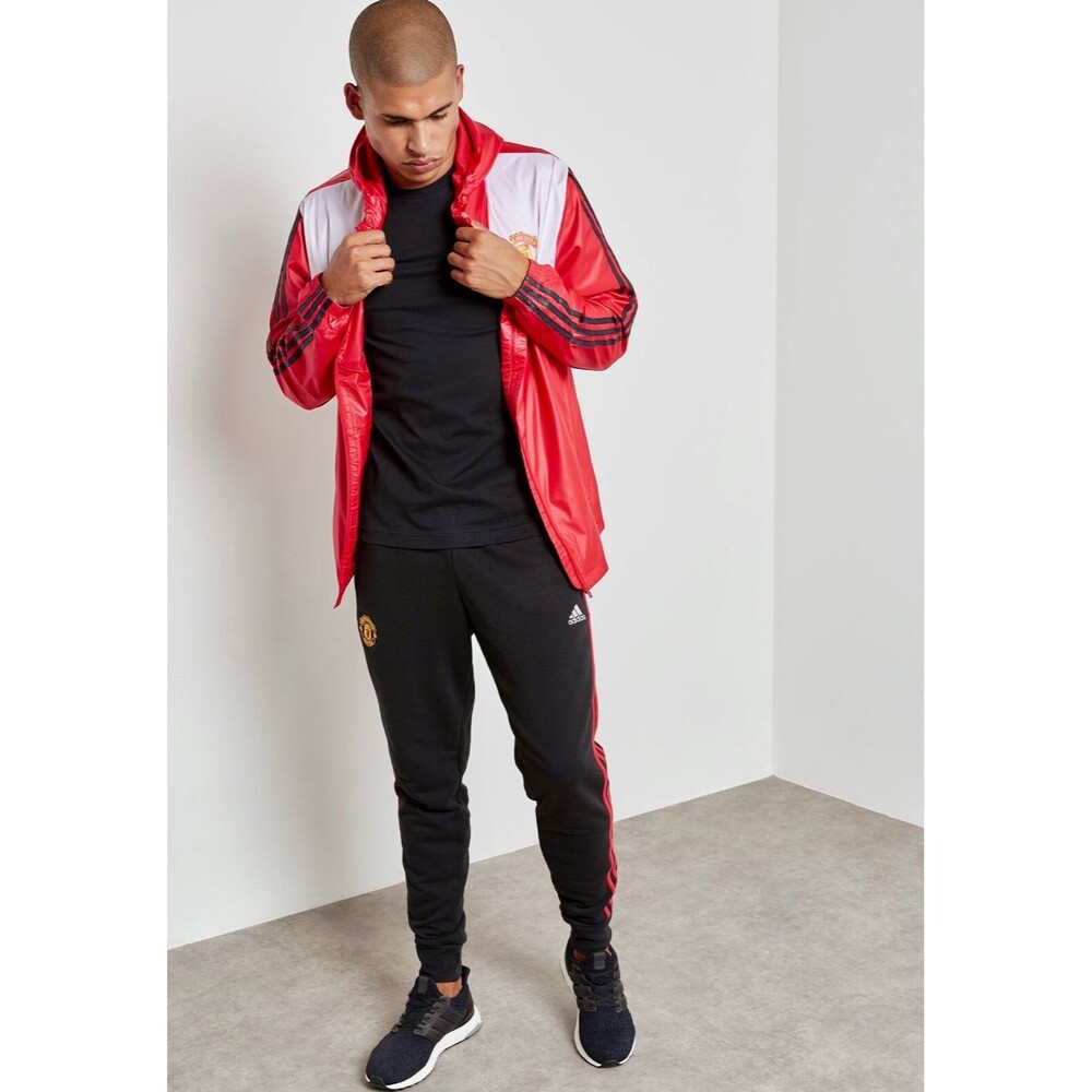 Adidas Vintage Rare Manchester United Nylon Glanz Anthem Jacket Red White Small
